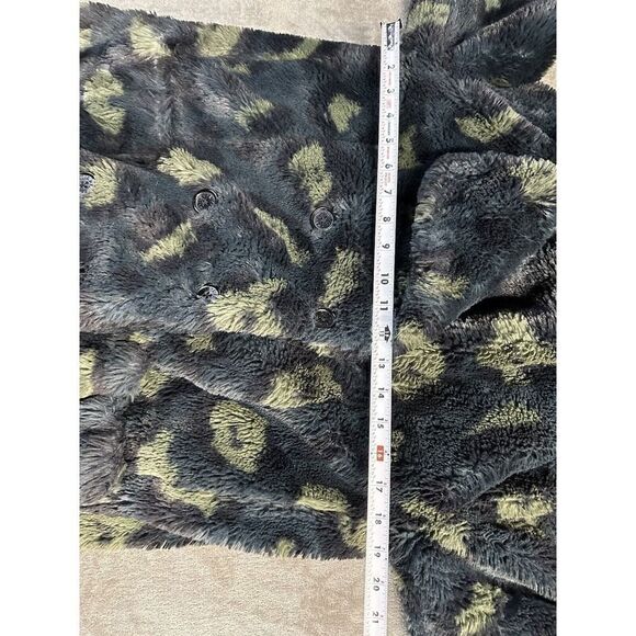 Zadig & Voltaire Miles Leo Green Leopard Faux Fur Coat Size Small - Picture 10 of 14